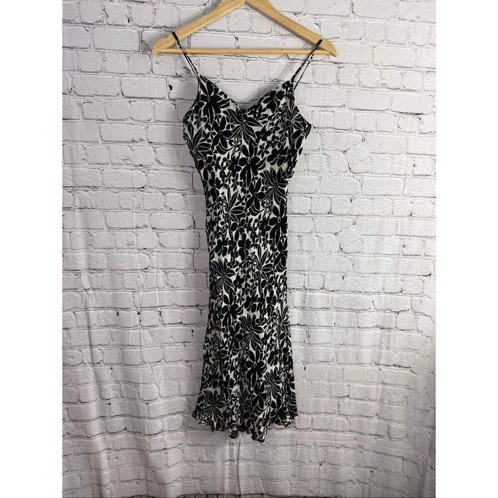 Angie Y2K Floral Spaghetti Strap Dress Size Medium Black White  K